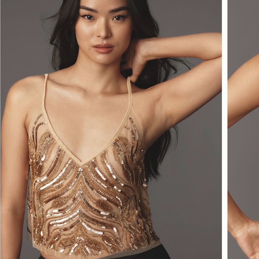 COPY - Anthropologie embellished mesh cami